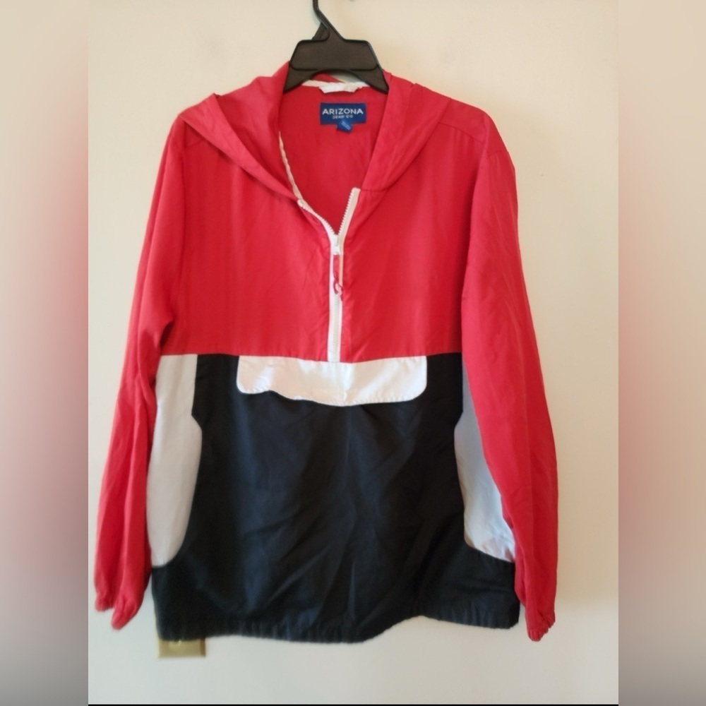 Arizona Packable Pouch Color Block Windbreaker Rain Jacket Stowaway mens large - Picture 1 of 7